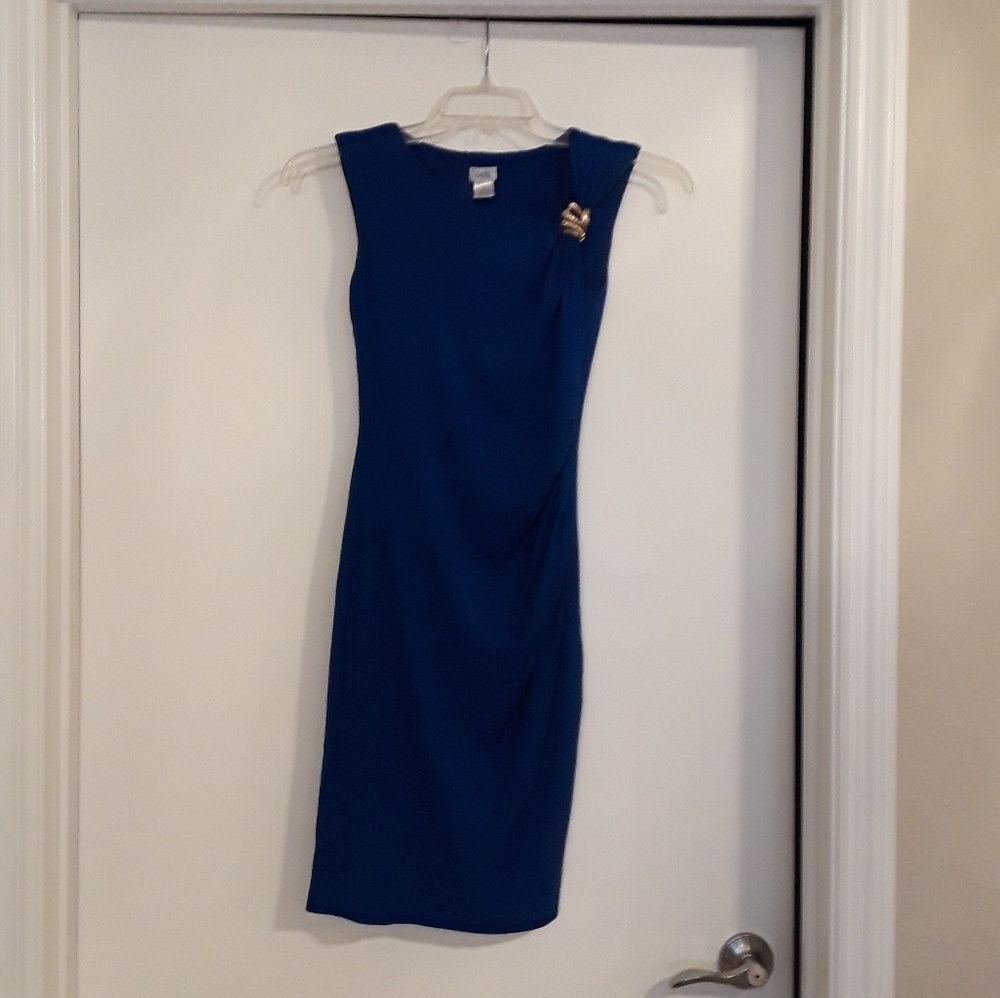 Cache blue sheath dress with snake